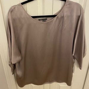 Vince 1/2 sleeve metallic crew neck blouse